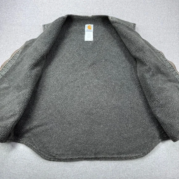 Vintage Carhartt Sherpa Lined Vest Mens XL Moss Green Canvas Workwear USA Made - Picture 7 of 13